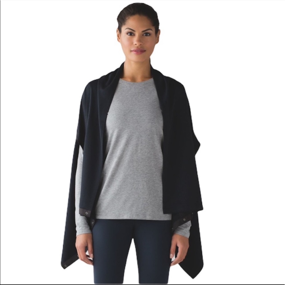 Lululemon Vinyasa Wrap and scarf Heathered nocturnal teal and black NWT
